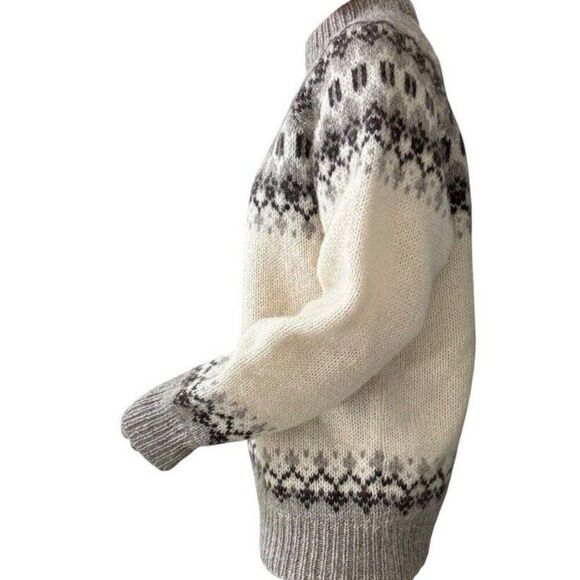 Vintage Unisex Scandinavian 100% Wool Fair Isle Chunky Sweater Made in Denmark - Picture 7 of 8